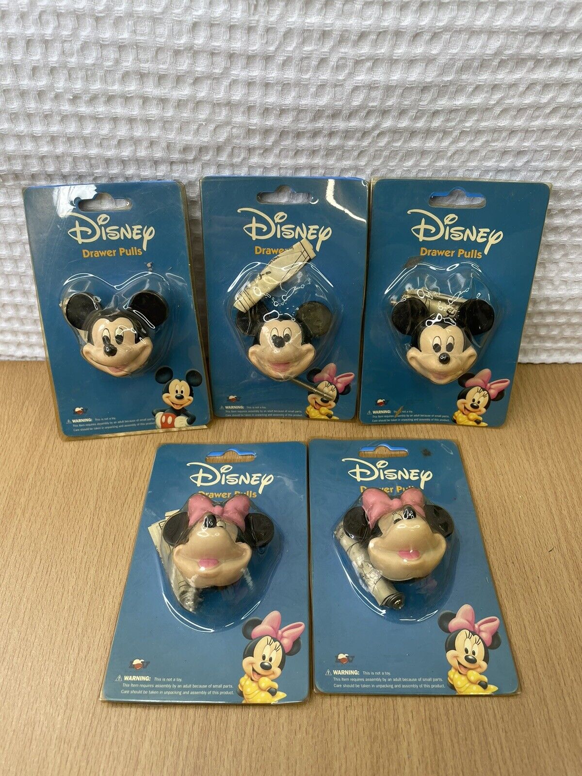 VINTAGE Disney Mickey & Minnie Mouse Drawer Knob Pulls Collectible RARE Lot of 5
