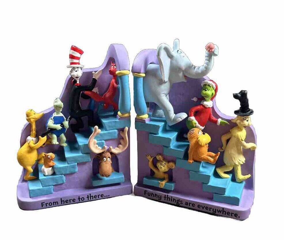 Hallmark Dr. Seuss Coll THE ENDS ~Sculpted Bookends Very Minor Break Ear See Pic
