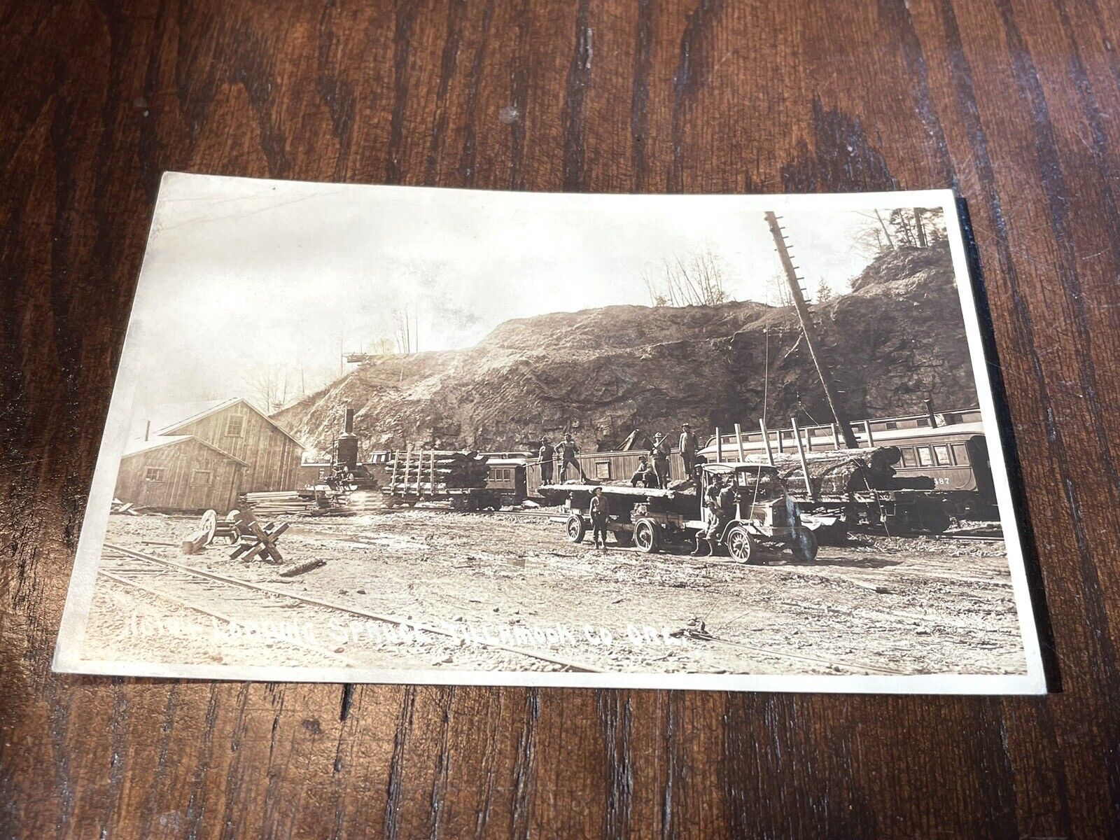 Loading Spruce Tillamook County Oregon Logging Train RPPC Postcard Garibaldi
