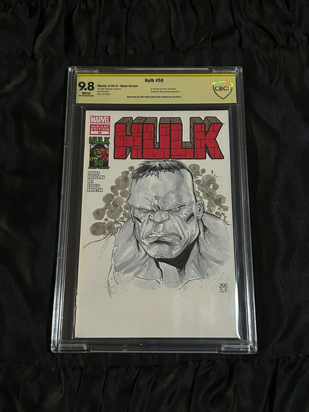 Marvel 2012 Hulk #50 CBCS (🚫 CGC) 9.8 Blank Variant Matthew Clark SIGNED SKETCH
