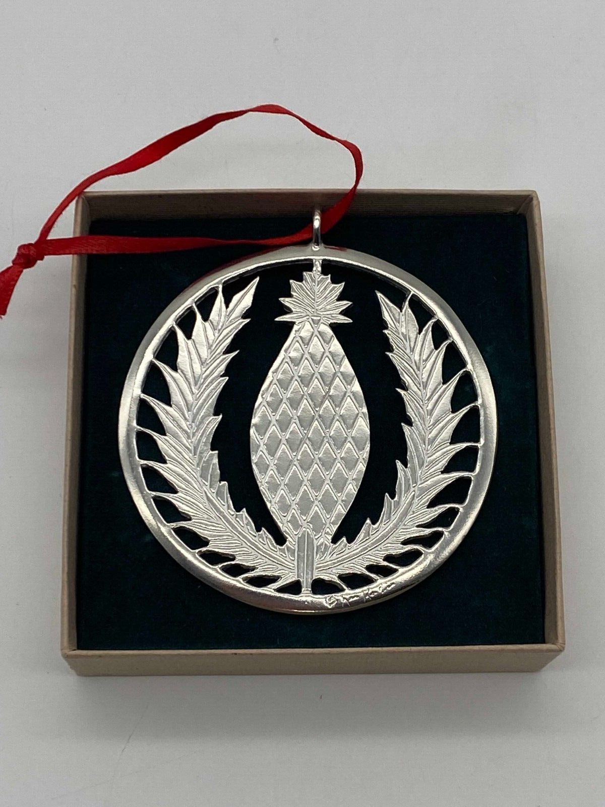 Lovell Designs Pewter Pineapple Ornament in Original Box 2.75\