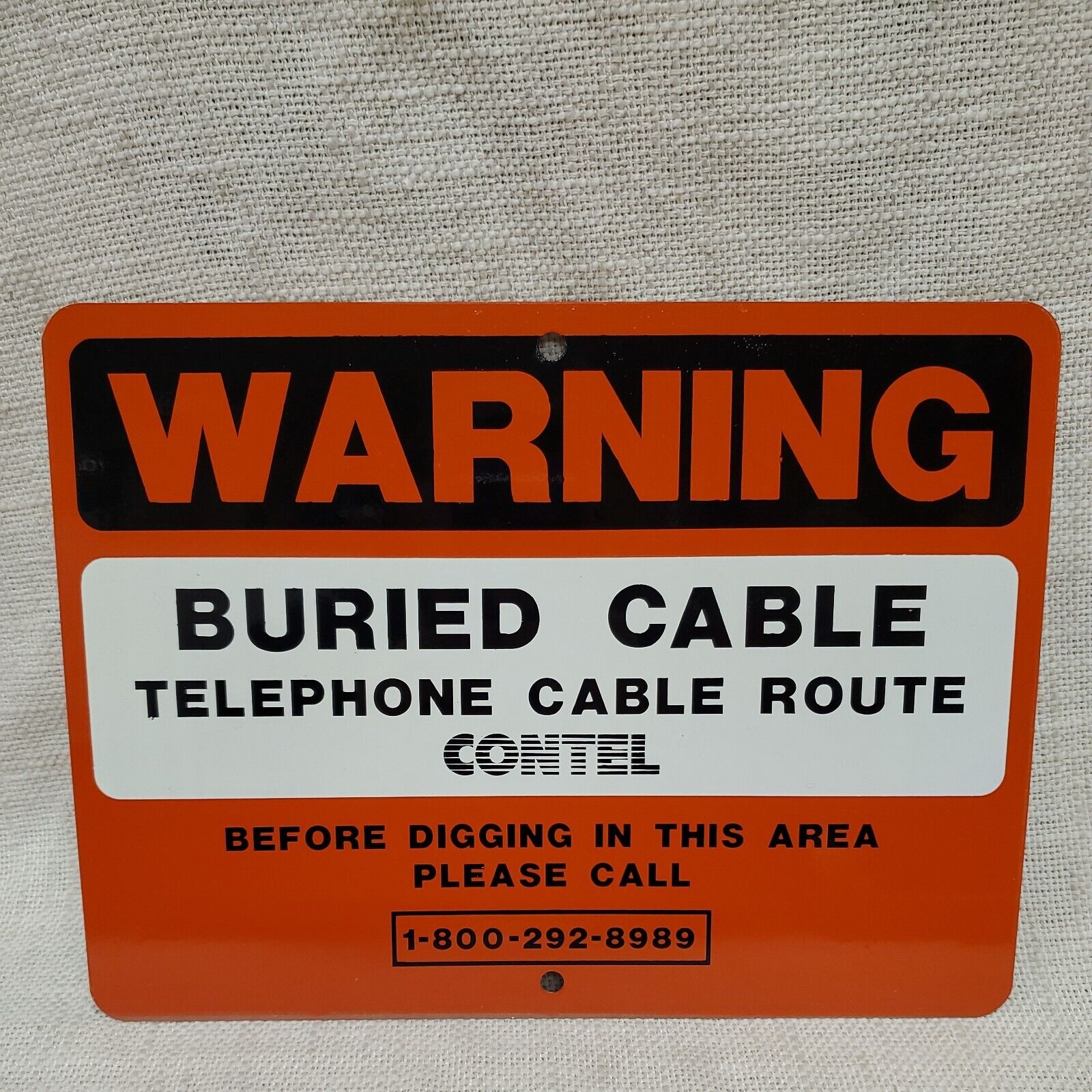 Contel Warning Buried Telephone Cable Metal Sign Continental Telephone System