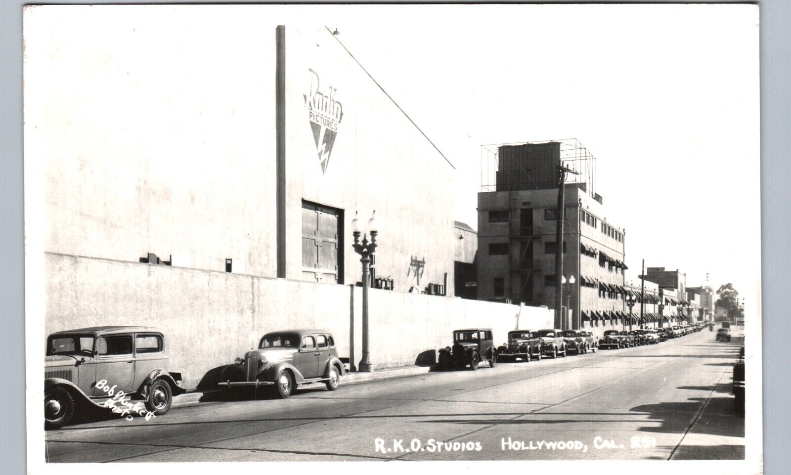 RKO STUDIOS c1940 hollywood ca real photo postcard rppc california street