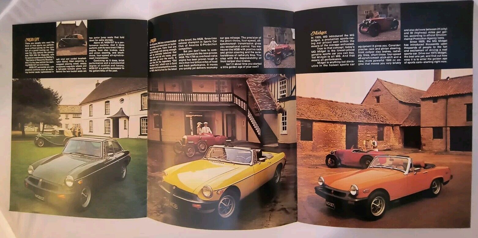 1974 MG MGB Sales Brochure Dealer Advertising Catalog Wall Art Specs Tri Fold