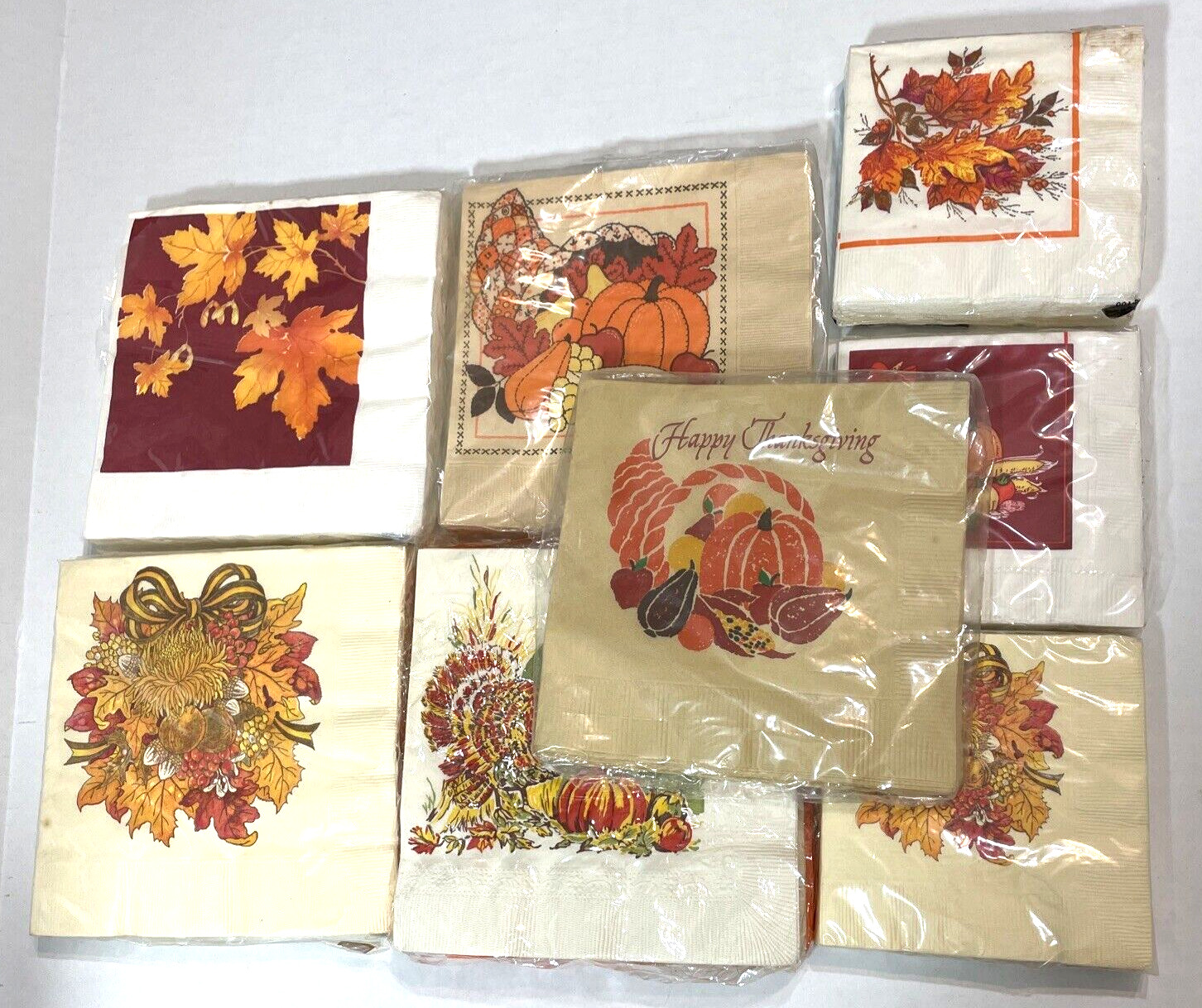 Vintage Paper Napkins Lot Of Fall Leaves Thanksgiving