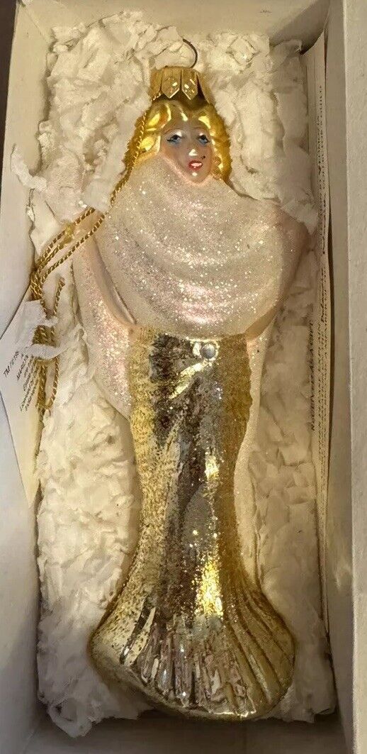VTG Kurt Adler Polonaise Glass Ornament Marilyn Monroe Glamour Gold Hollywood