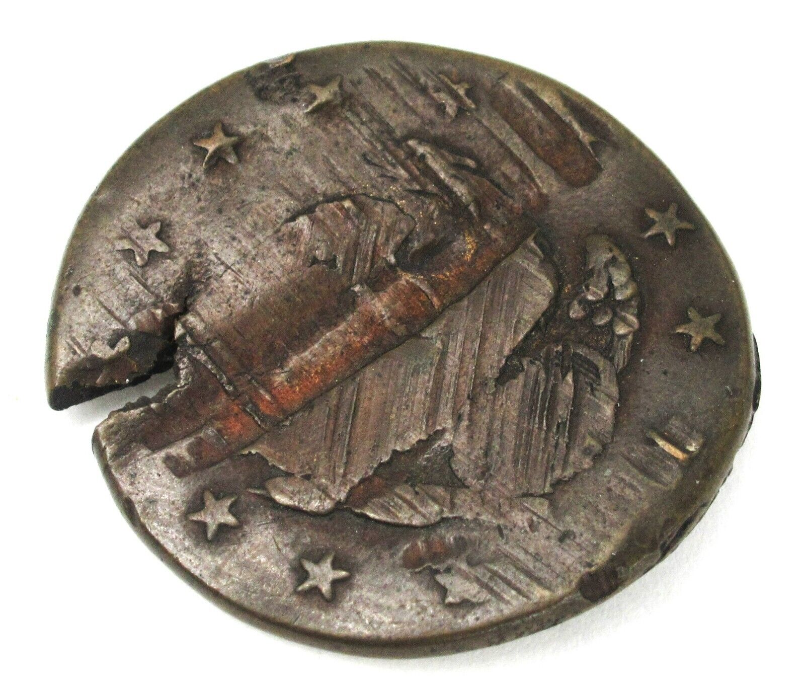 Early One-Piece US Navy Coat Button with Damage 12-13 five-pointed stars