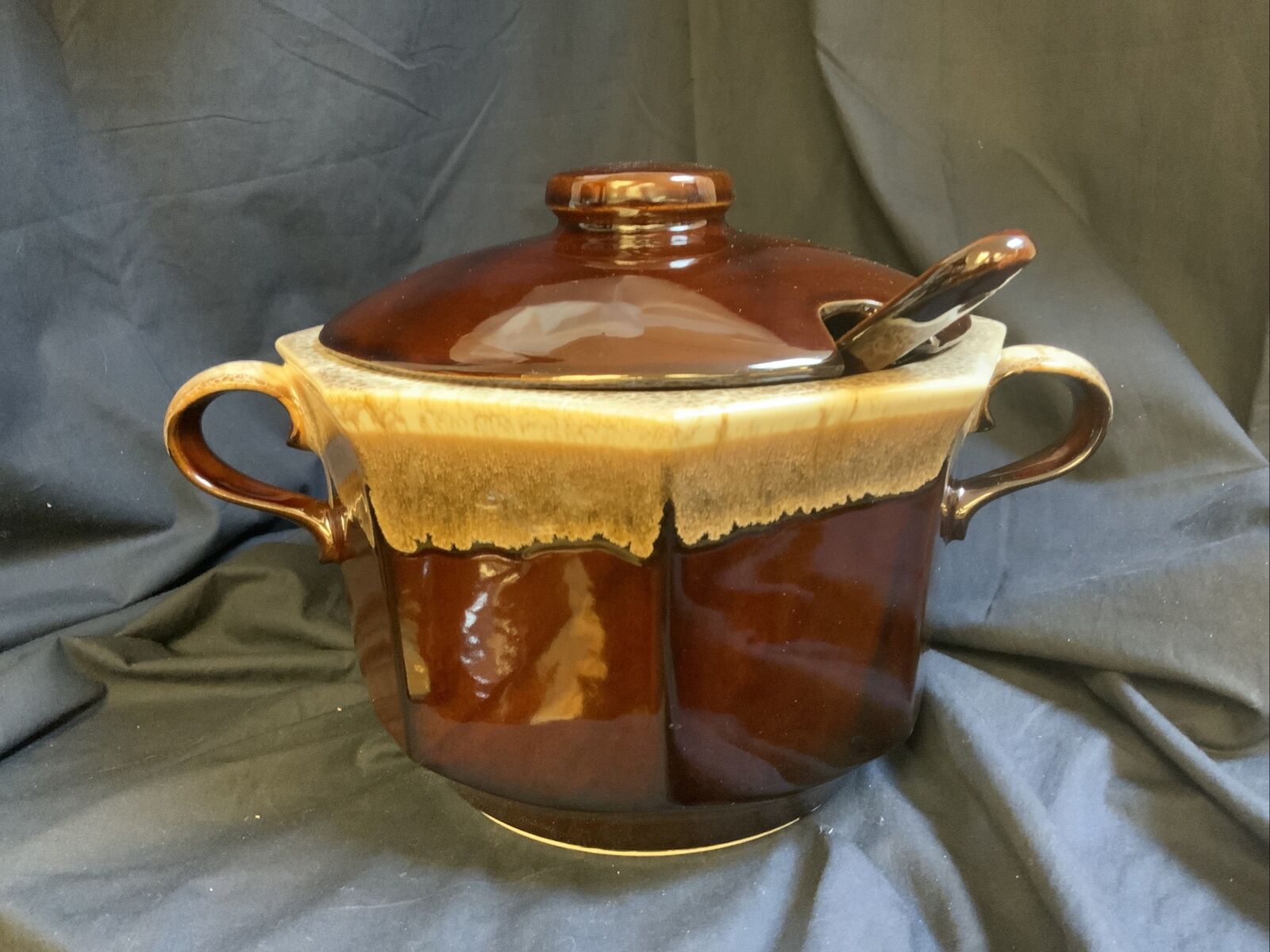 Vintage McCoy Pottery BROWN DRIP Soup Tureen #226 with Lid and Ladle Made in USA