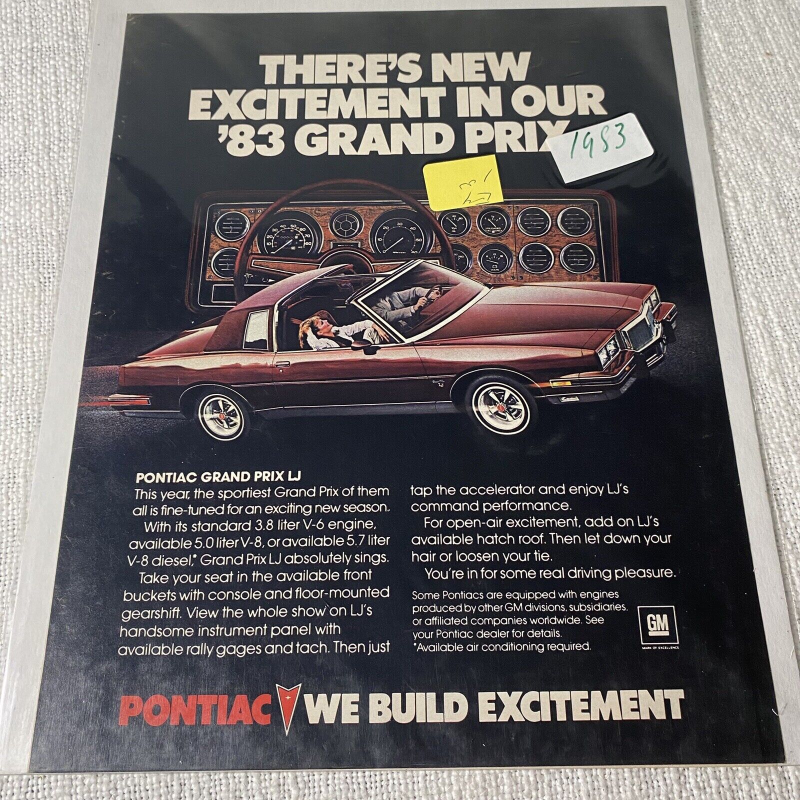 1960s 1980s Car Magazine Print Ads Pontiac Large Print (x5)  14”x10.25” Prints