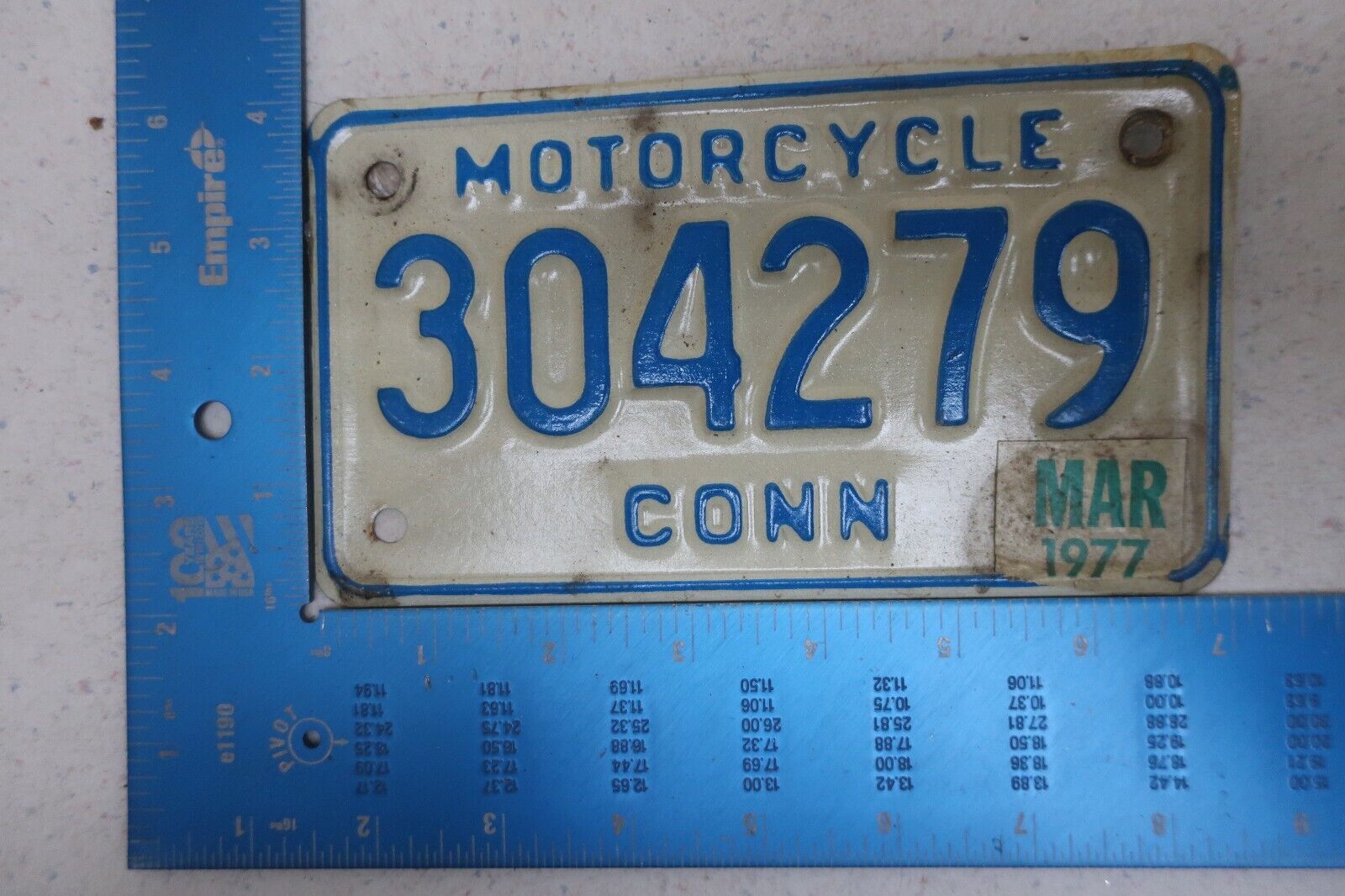 Connecticut License Plate Tag 1977 77 Natural Sticker CT Motorcycle 304279
