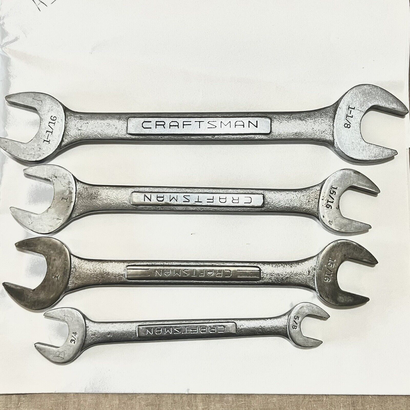 Vintage Craftsman 4 Pc Set Open End Wrench V Series Made In USA Pre-owned