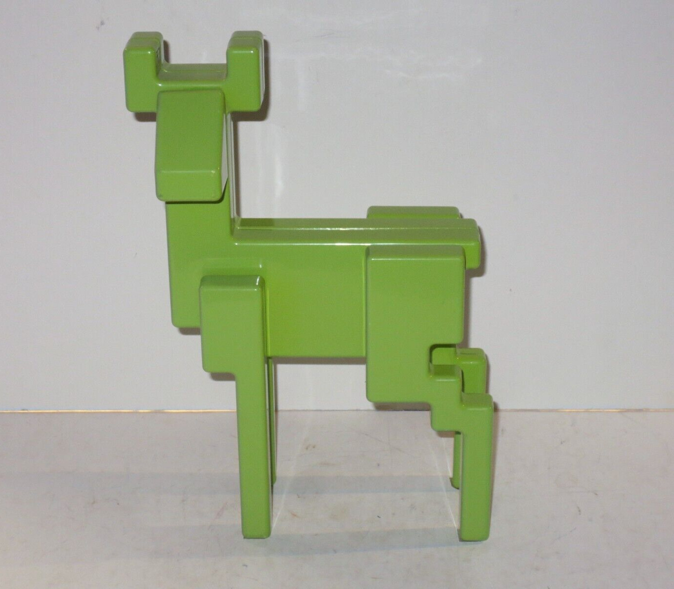 Ikea Monika Mulder Enameled Metal Lime Green Deer, MCM Style