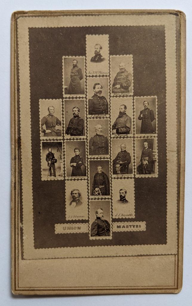 ca. 1865 CIVIL WAR ERA CDV COLLAGE of PORTRAIT s UNION OFFICER MARTYR s ANTHONY