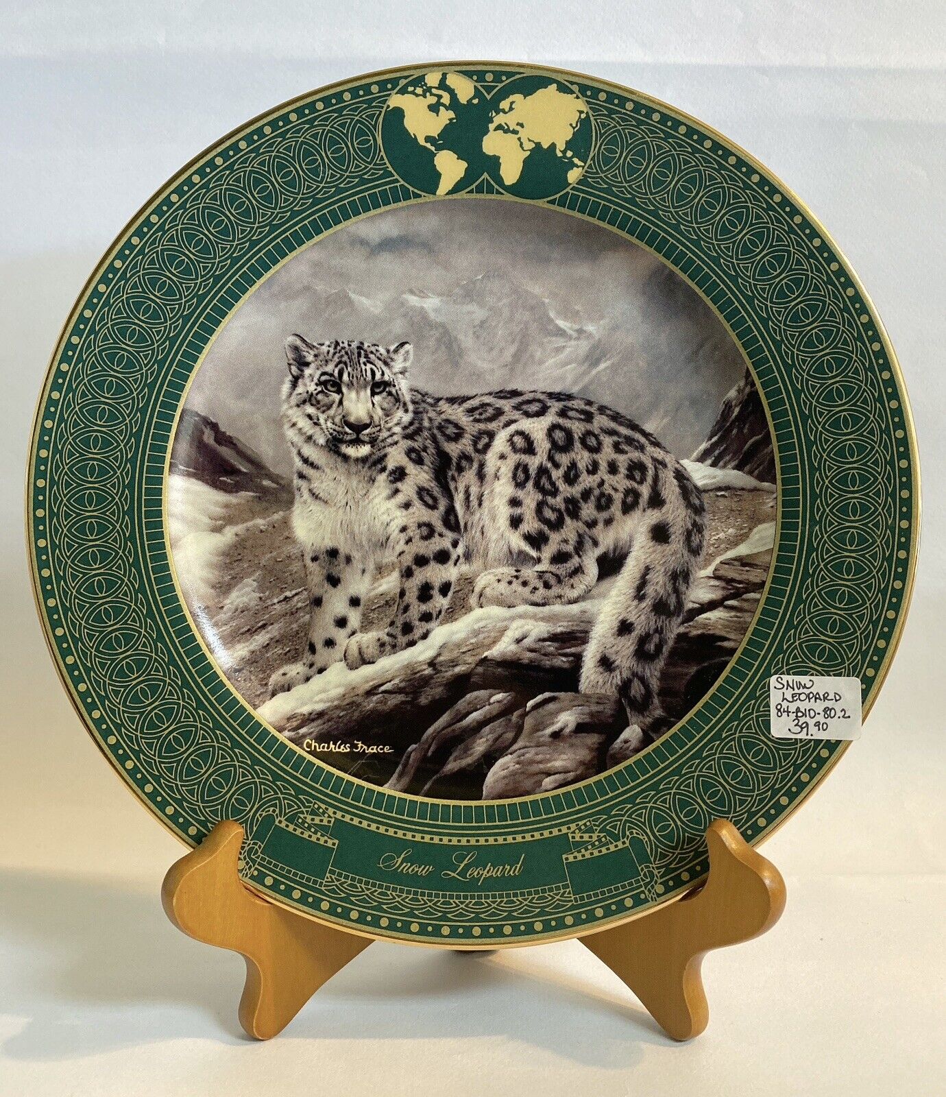 50% OFF Charles Frace\' signed “Snow Leopard” Plate 84-B10-80.2