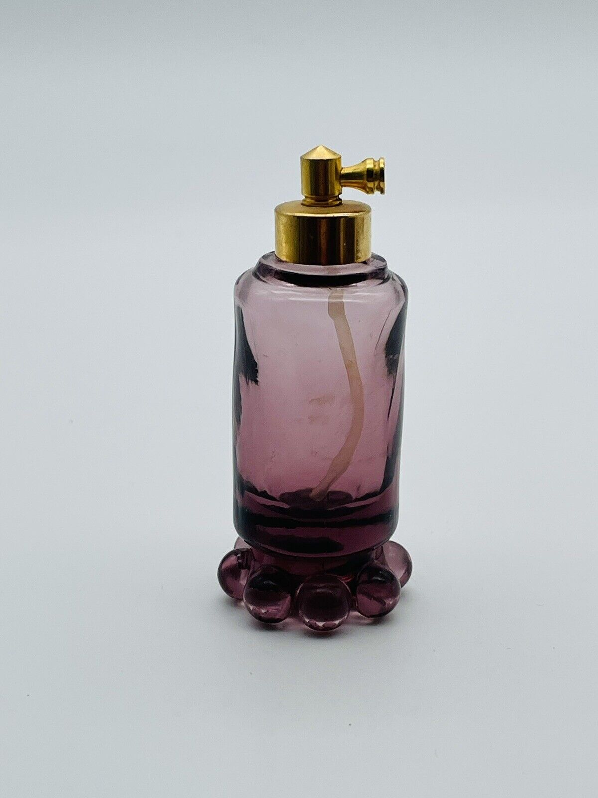 Vtg Amythest Purple Footed Perfume Bottle No Atomizer