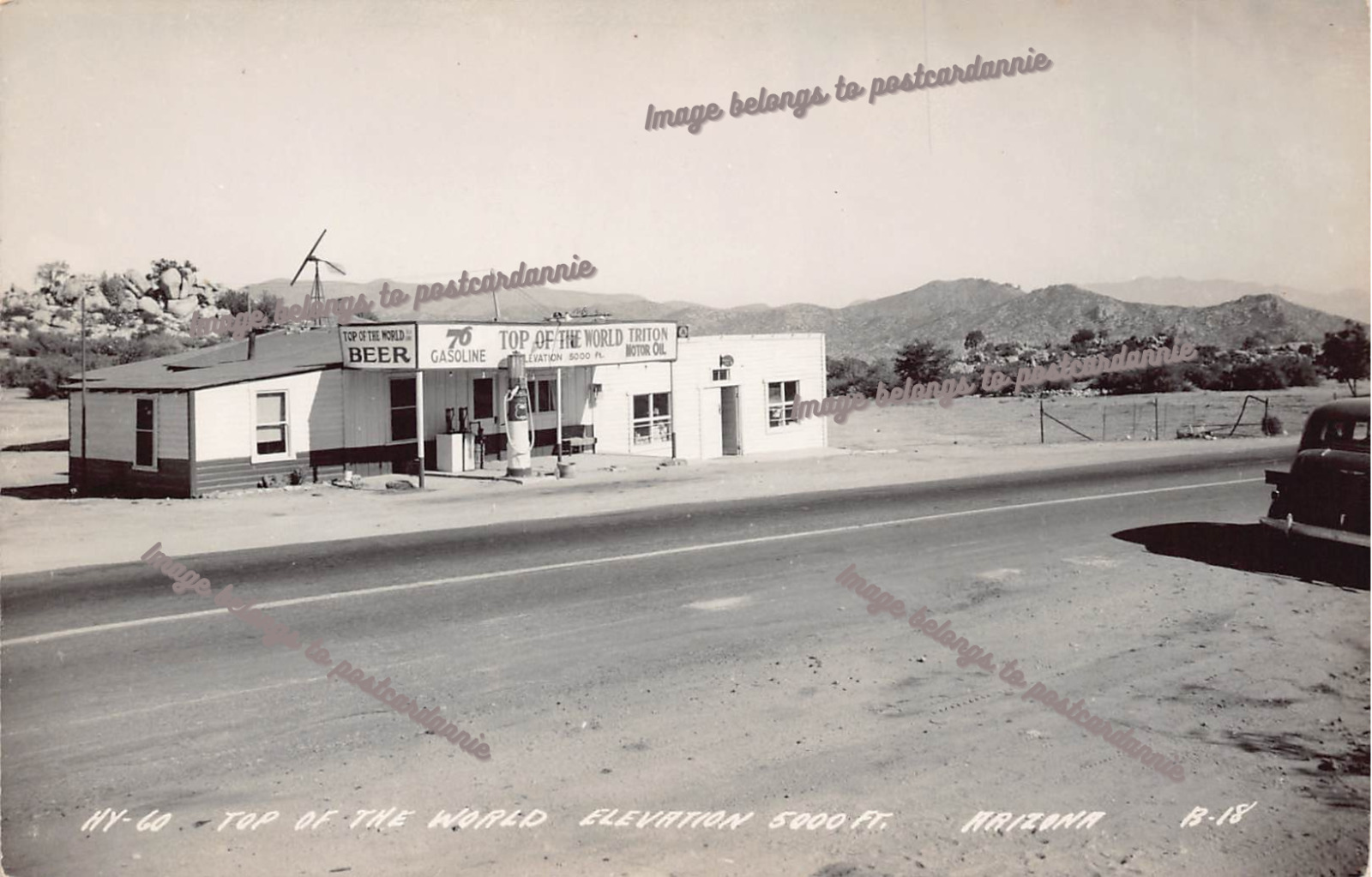 RPPC Route Hwy 60 Arizona 76 Gas Station Top of the World Photo Postcard B61