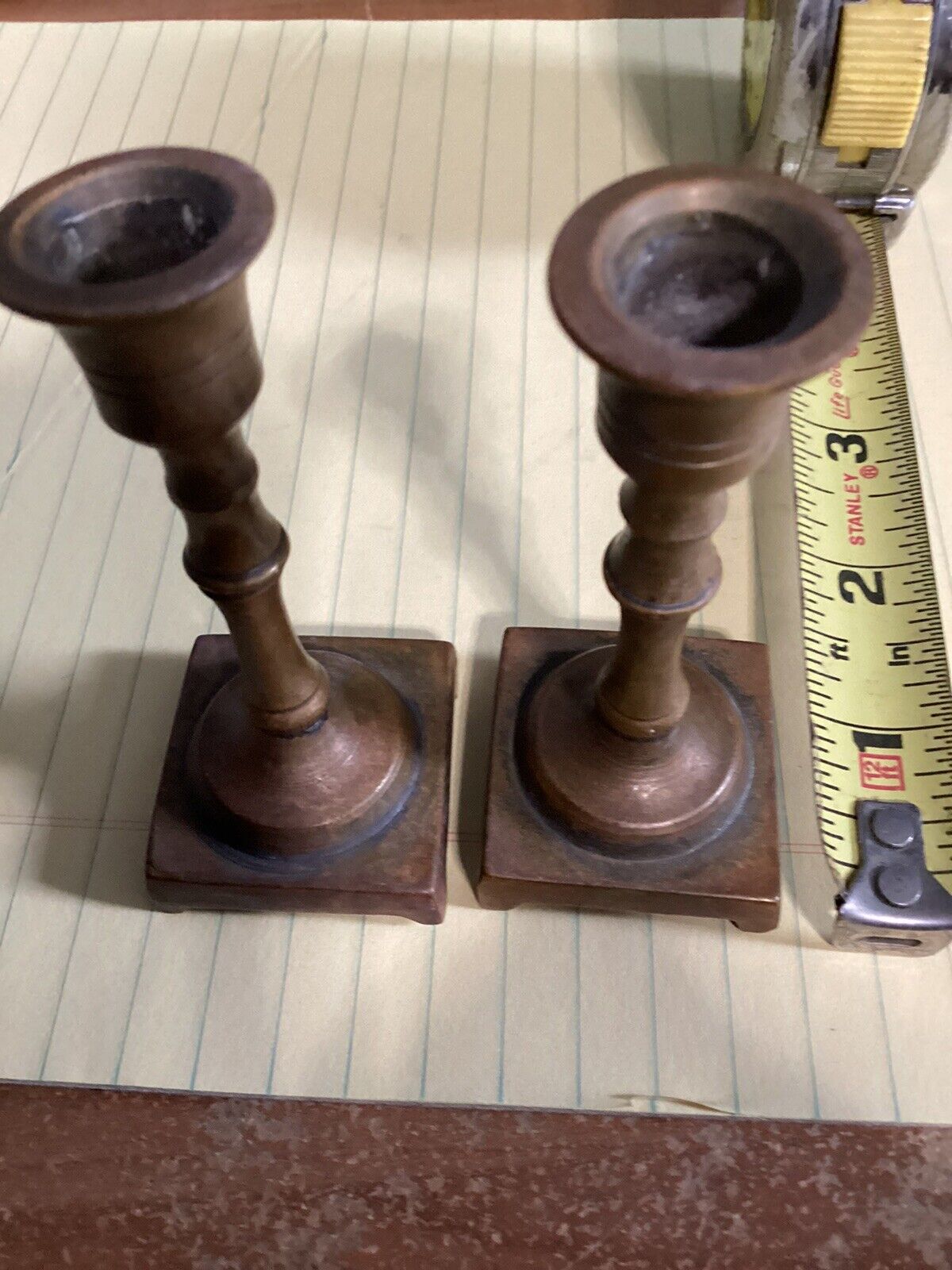 Vintage Pair of Small Judaica Bronze Candle Holders - 3 1/4\