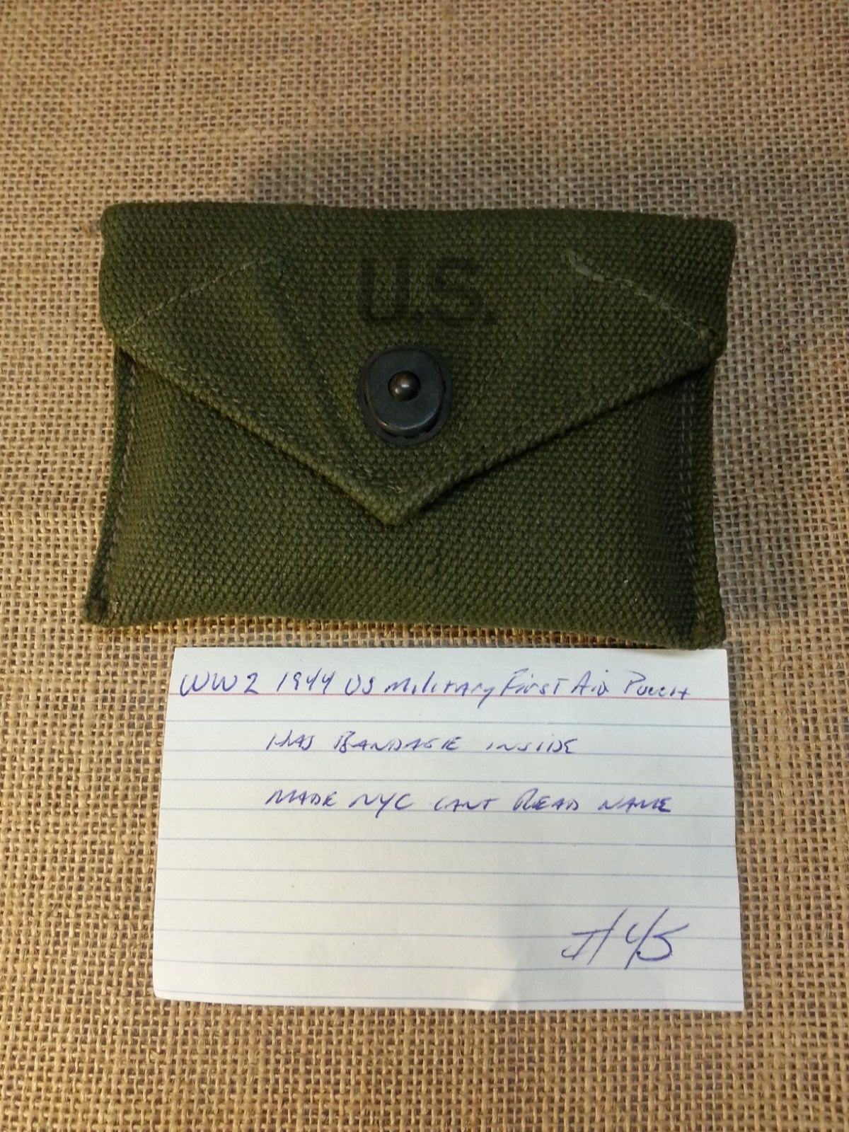 WW2 US Military First Aid Pouch Marked ??MFG and NYC 1944