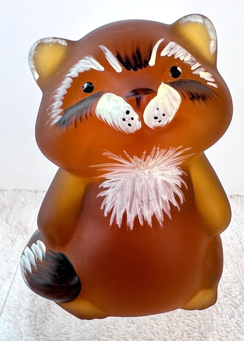 Fenton Amber Satin Glass Raccoon HP by T. Kelley Limited Edition 320/350