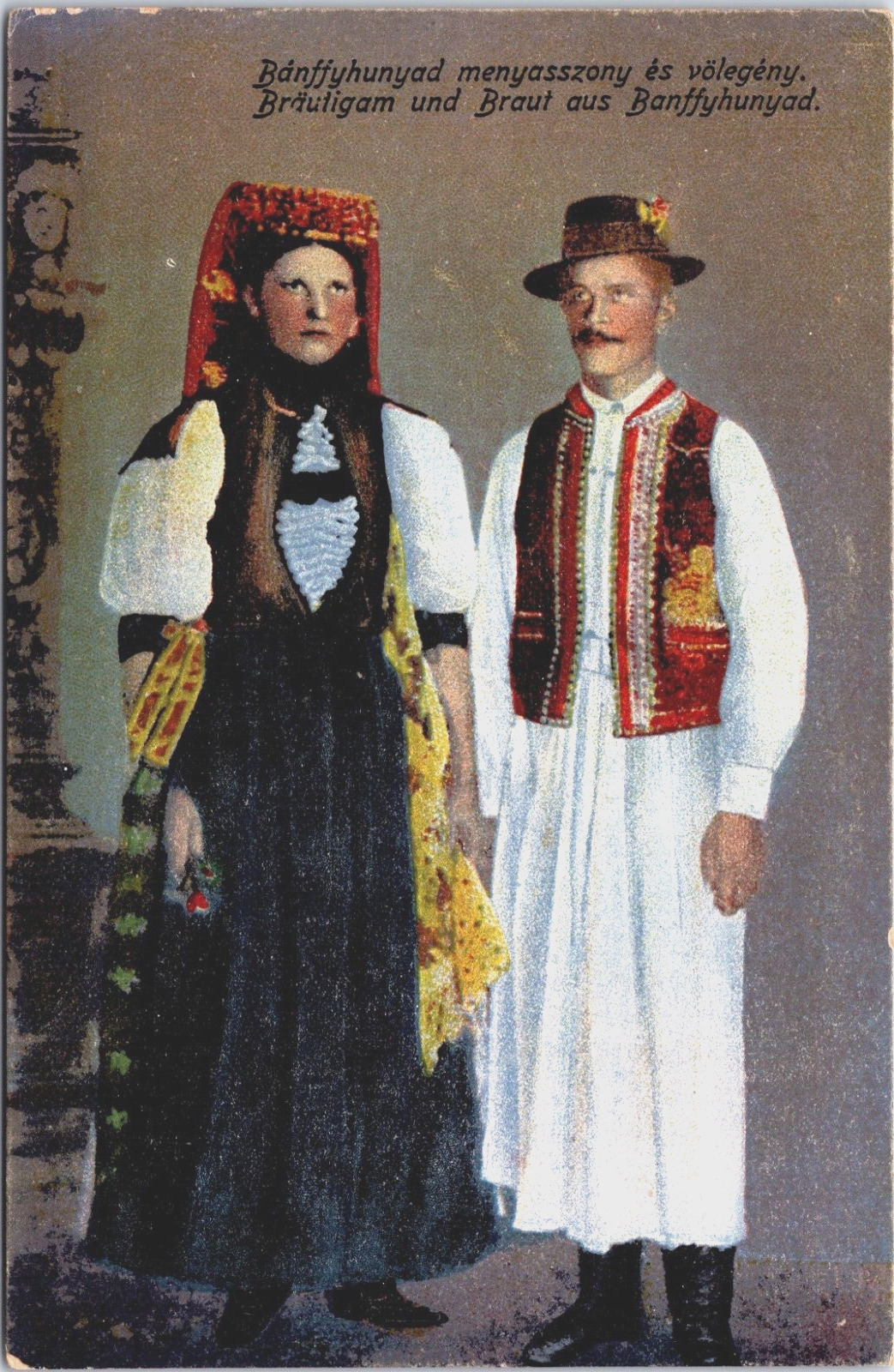 Romania Banffyhunyad Huedin Married Couple Cluj Vintage Postcard C146