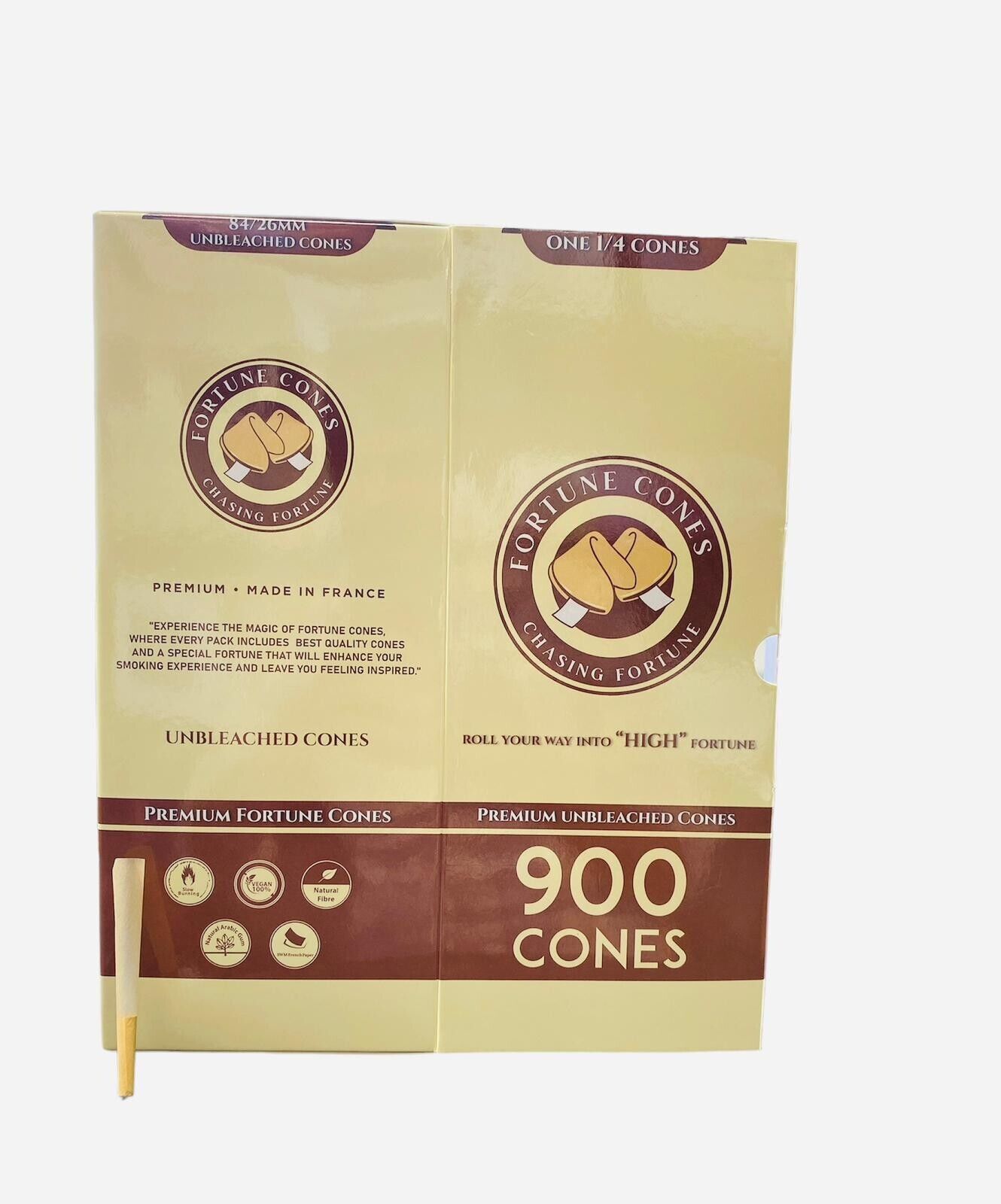 Fortune Cones Premium 1 1/4 Unbleached Cones - 900 Count, 100% Natural
