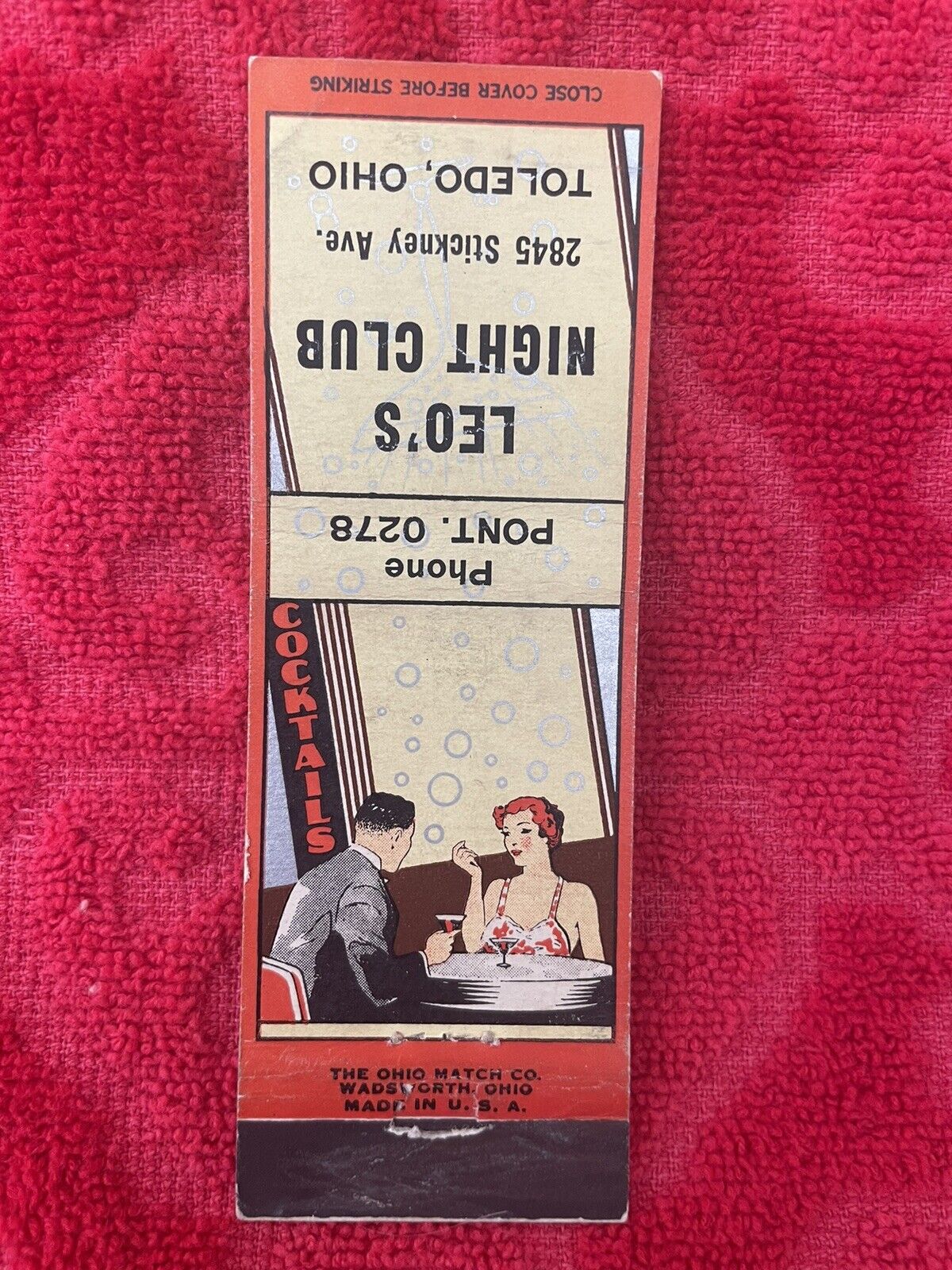 Toledo, Ohio-Vintage Matchbook. Leo’s Night Club.