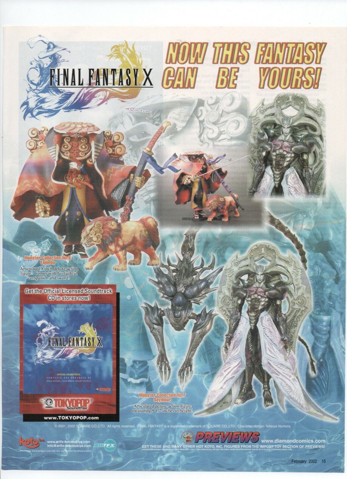 Final Fantasy X Monster Collection Action Figures - Vintage 2002 Toys Print Ad