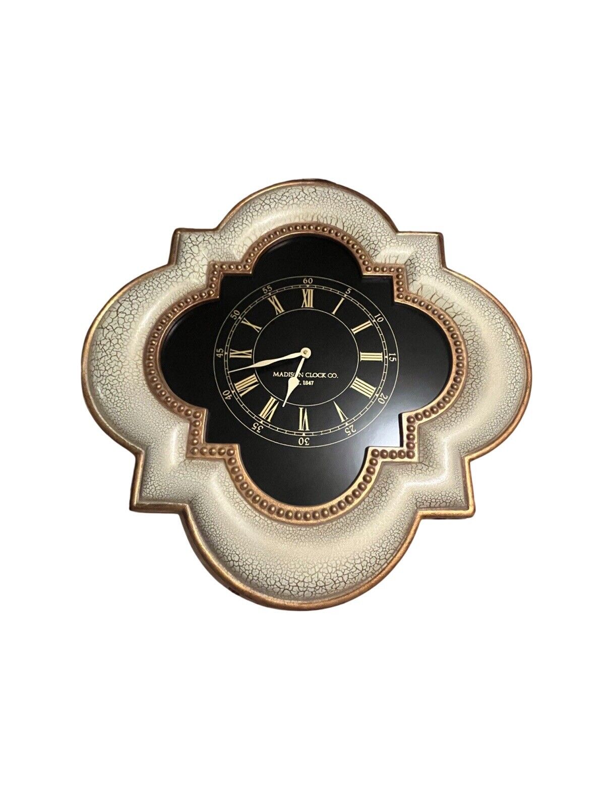 Vintage Kirkland’s Ivory & Gold 31” Clock 000741 Very Good Condition RARE
