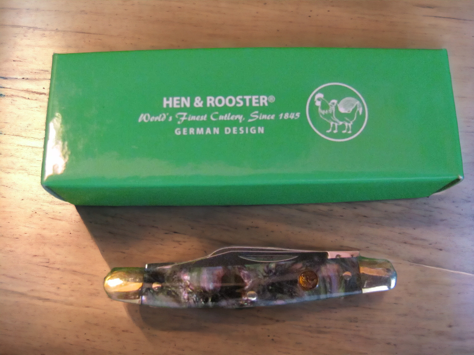 Hen & Rooster Abalone Mini Stockman & Pen Knife Gift Set 30321 IAB