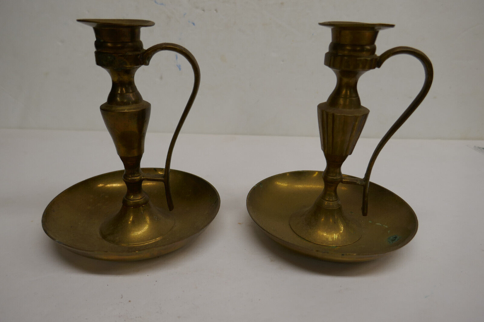 Vintage Pair of Federal Style Solid Brass  Solid  Brass Candlestick Holder