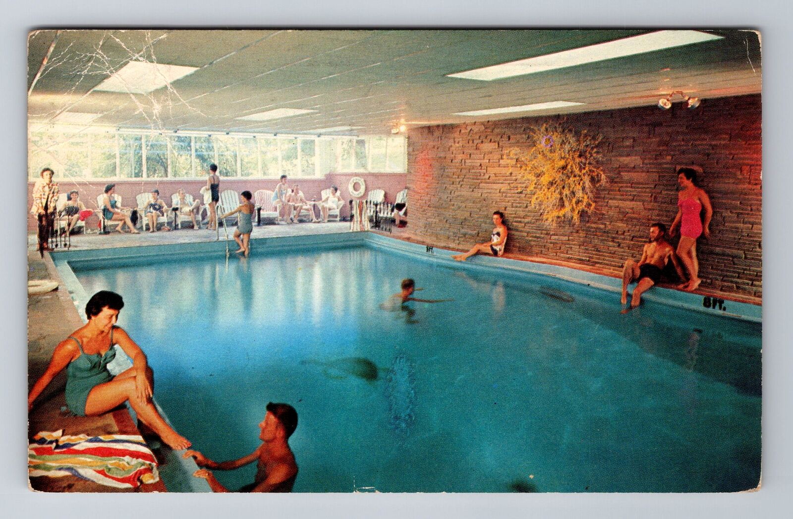 Mt Pocono PA-Pennsylvania, Lido Pool And Solarium, Vintage c1957 Postcard
