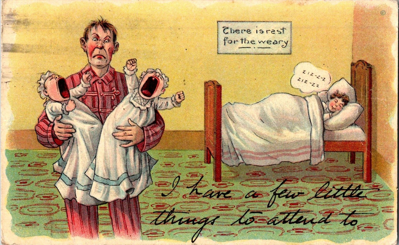 Vintage Linen Comic Postcard \