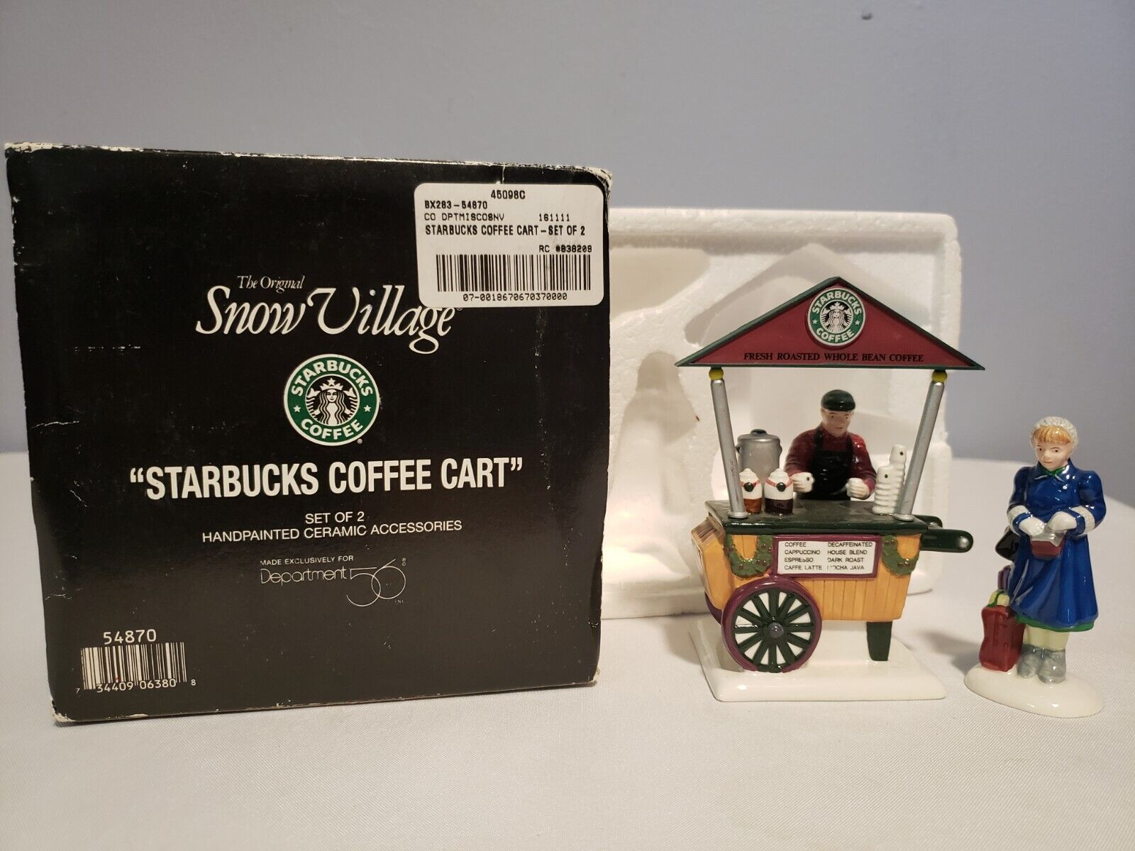 Department 56 Starbucks Coffee Cart 54870 2 Piece Set