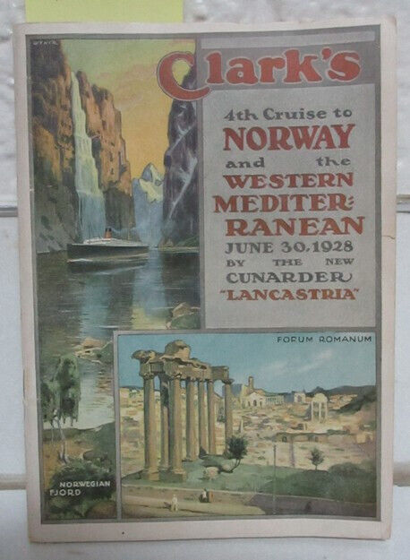 Antique Book Cunard Liner Lancastria Cruise Norway, Mediterranean 1928