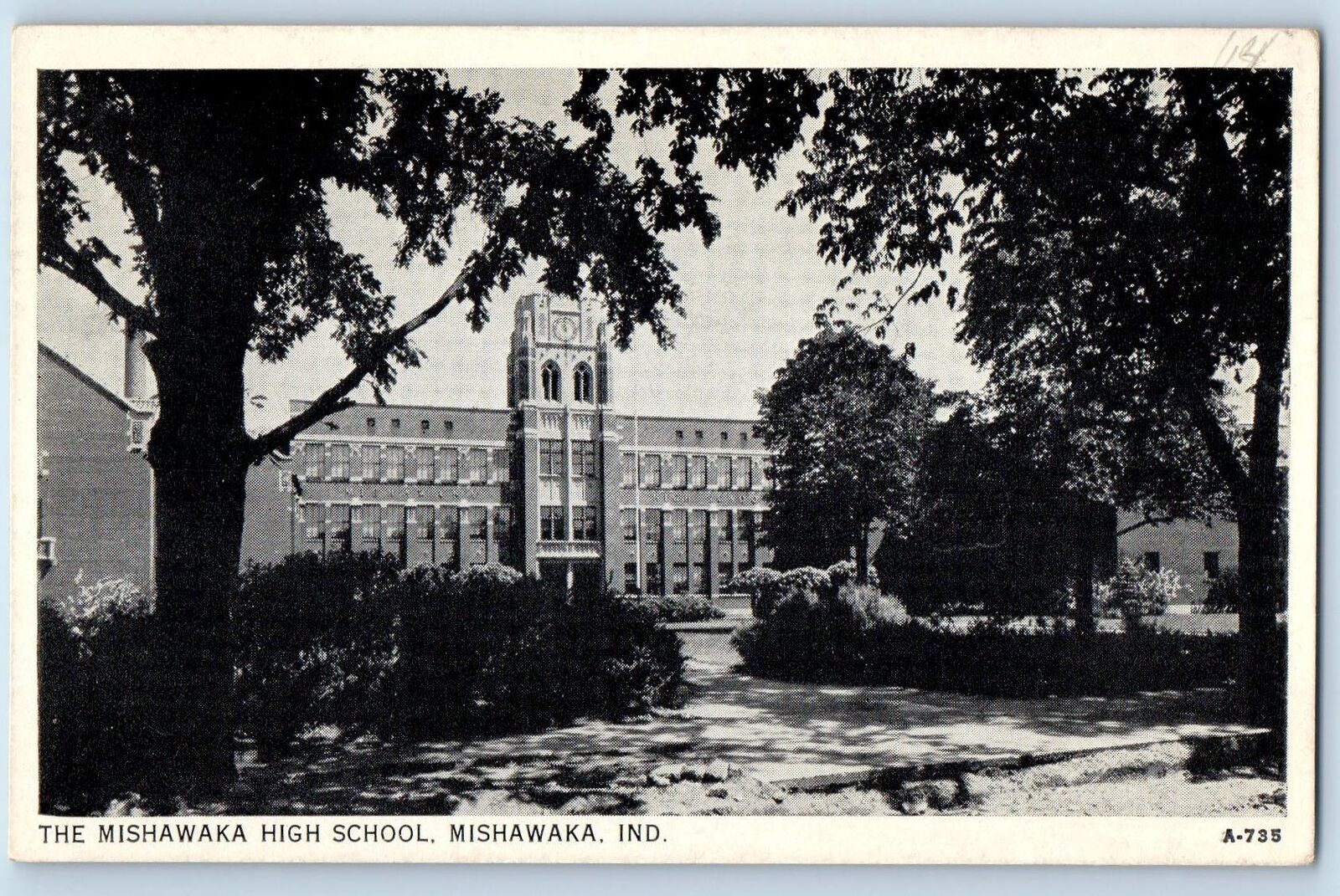1937 The Mishawaka High School Building View Mishawaka Indiana Vintage Postcard
