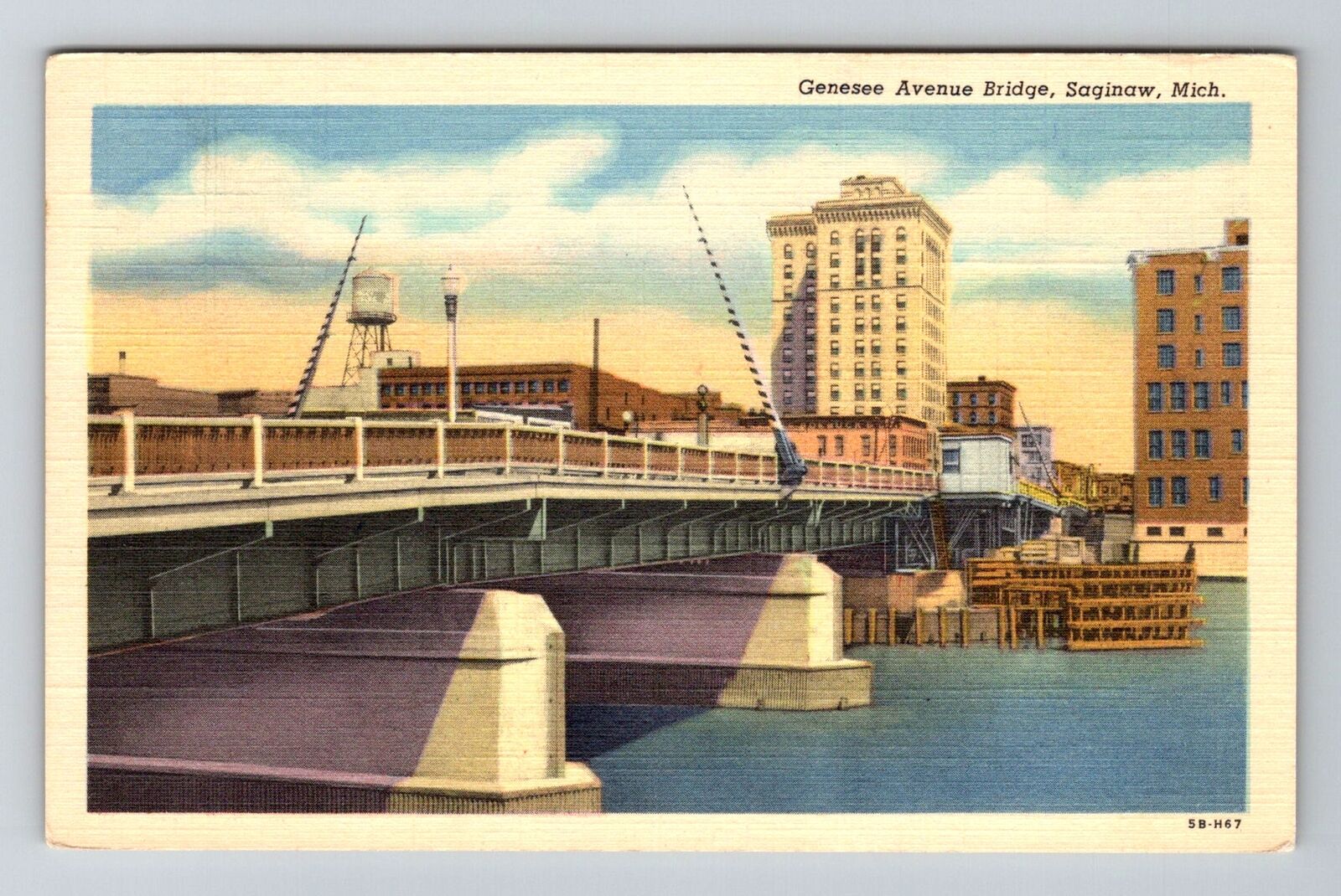 Saginaw MI-Michigan, Genesee Avenue Bridge, Vintage Postcard