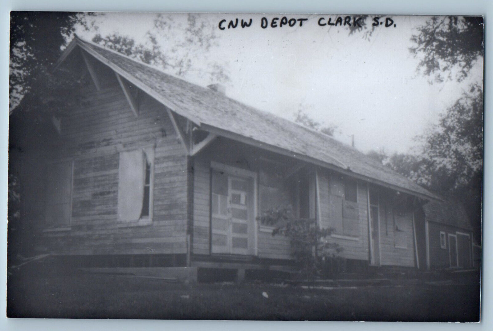 Clark South Dakota SD Postcard CNW Depot Station c1980\'s Unposted RPPC Photo
