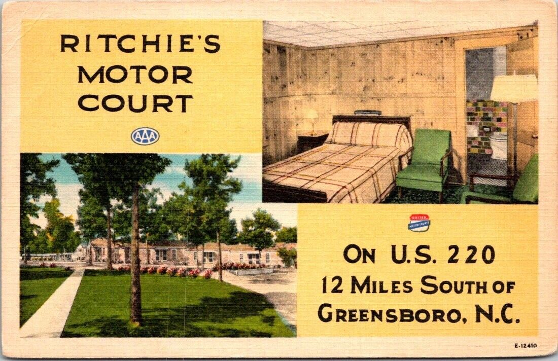 Ritchie\'s Motor Court, On US 220, 12 Miles South of Greensboro, NC Postcard A62