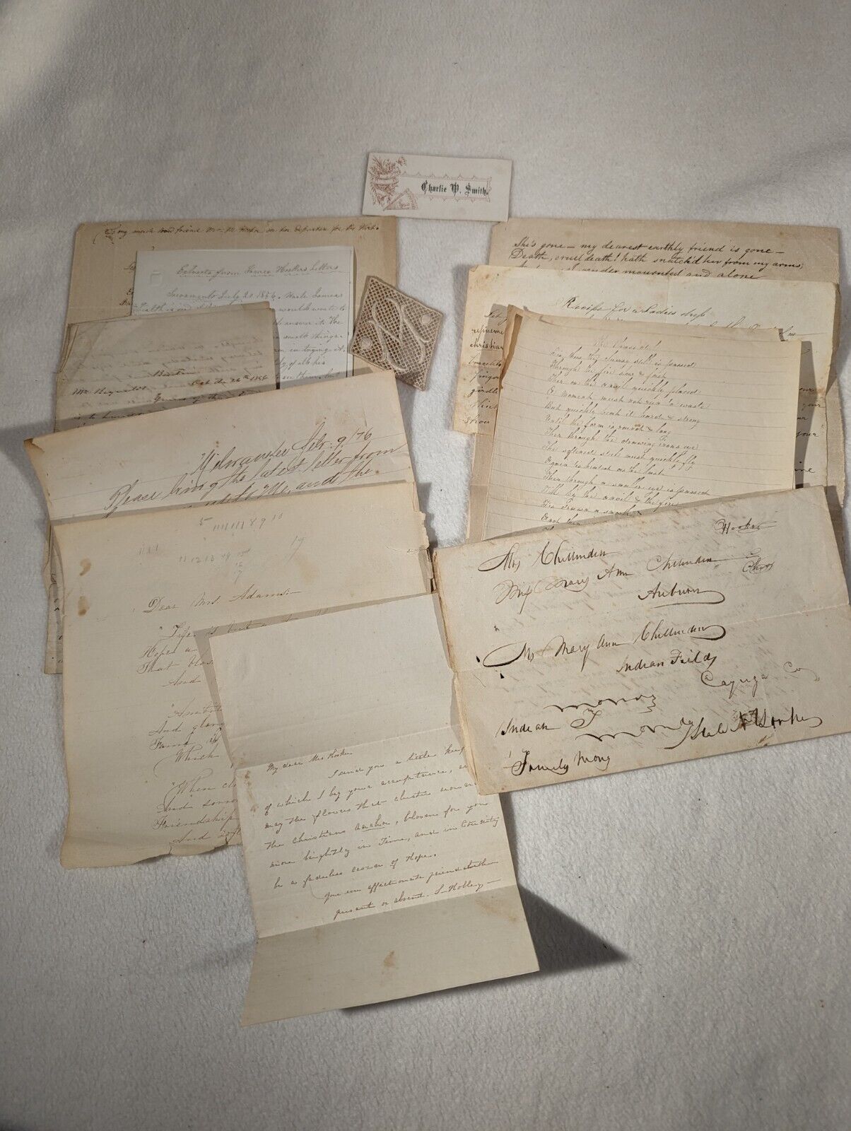 Cache of Antique Letters Between Dear Friends c1850s-1860s Mary James Hooker