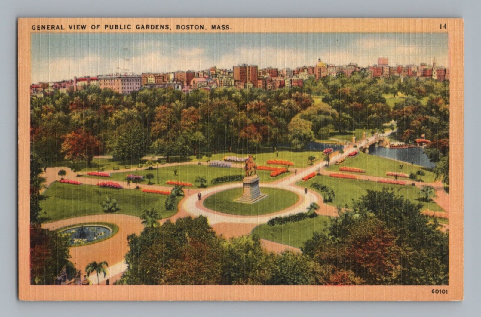 Public Gardens Boston Massachusetts Vintage Postcard