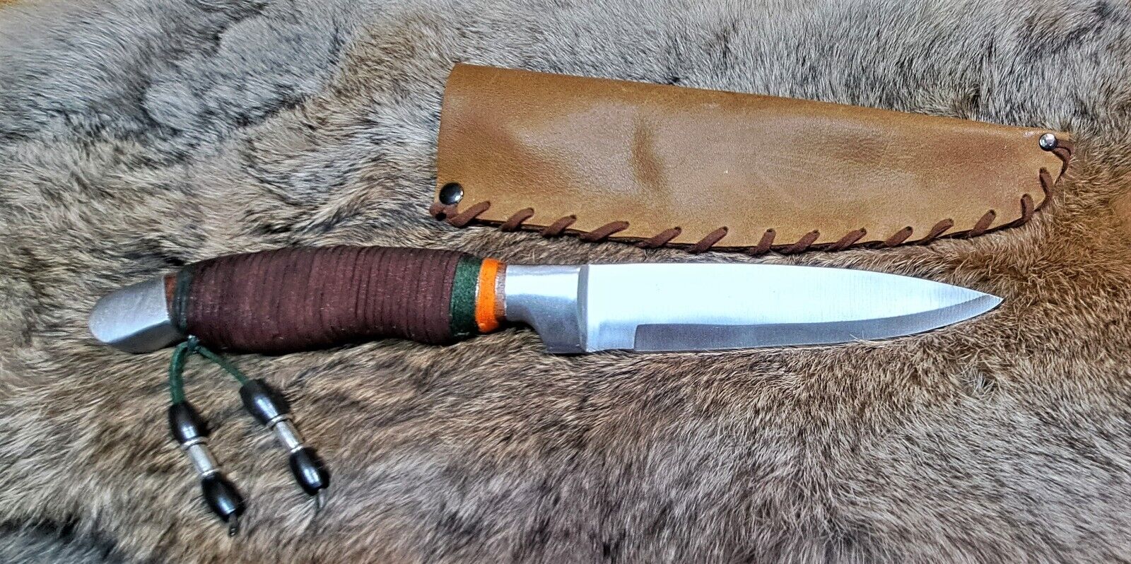 Handcrafted Native American Hunting Knife with Custom Leather Sheath