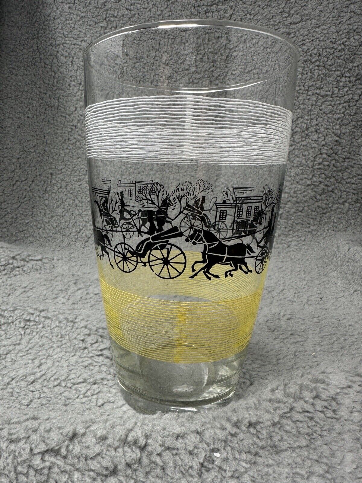 Vintage Libbey Glass 1950's HighBall Ice Tea Horse Buggy Pastoral Scene Large