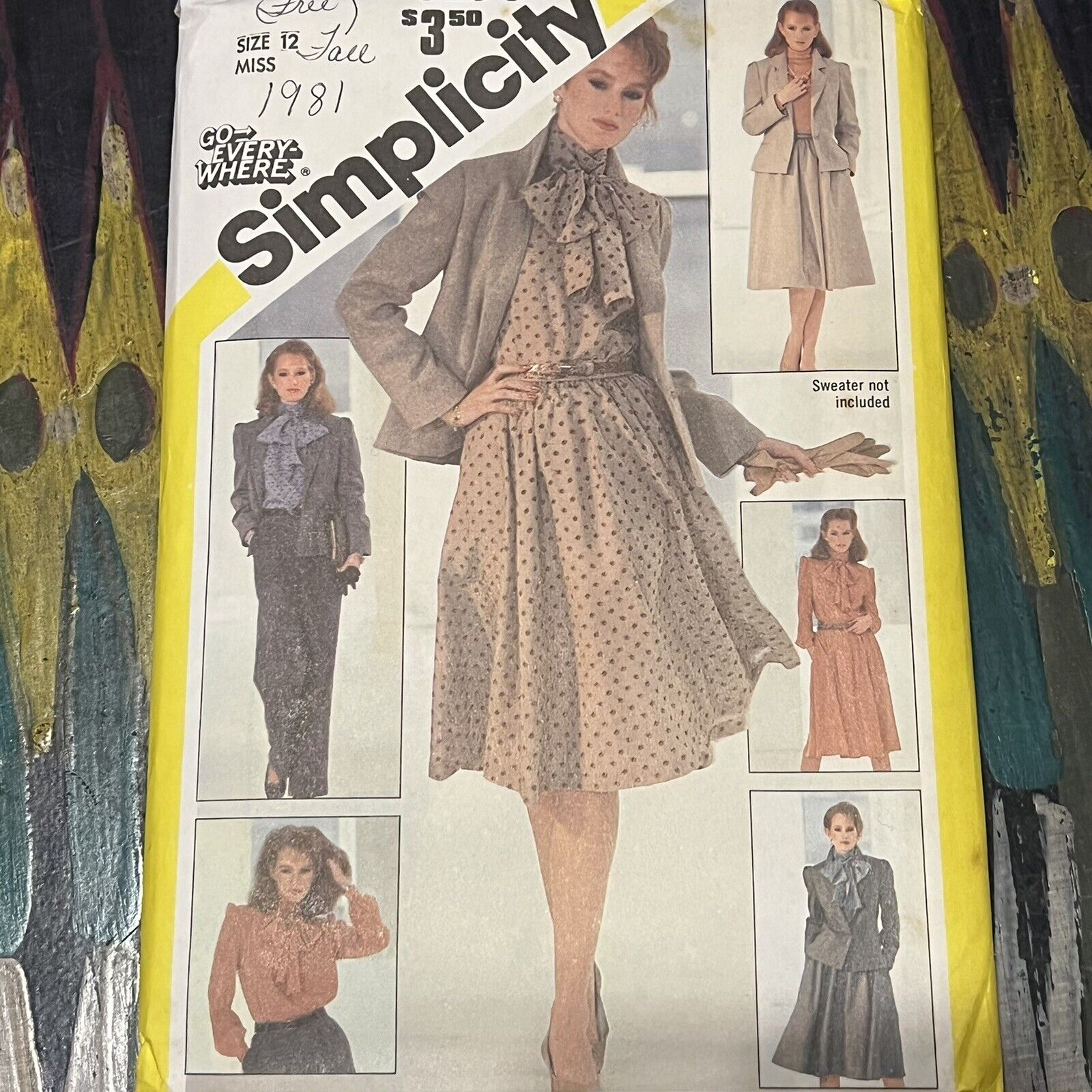 Vintage 80s Simplicity 5238 Sewing Pattern Skirt Pants  Blouse + Jacket 12 UNCUT