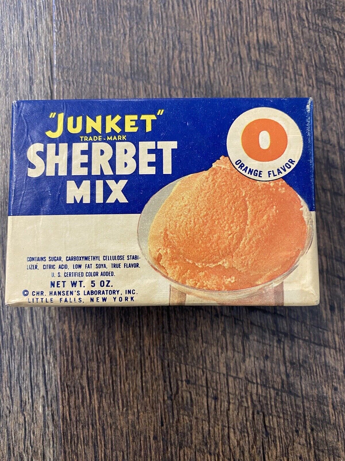 Vintage Junket Orange Flavor Sherbet Mix Dessert Display Box 1950’s NOS