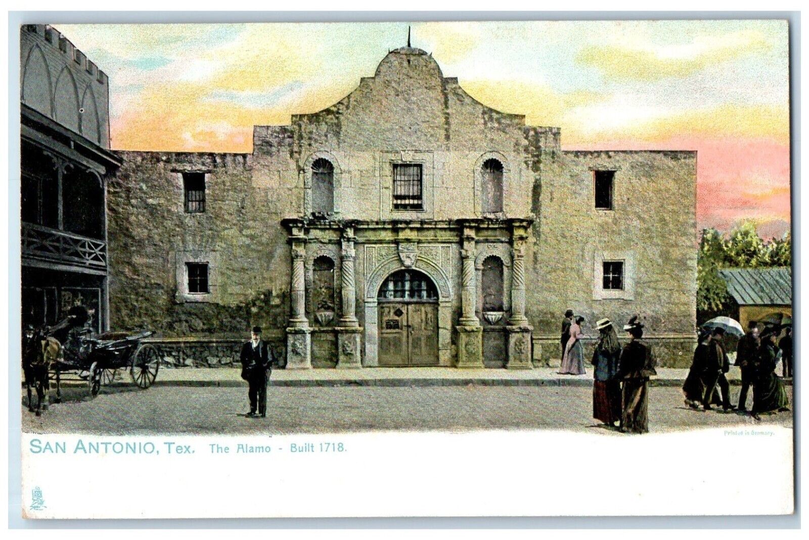 c1905 The Alamo Horse Carriage Crowd San Antonio Texas TX Tuck Art Postcard