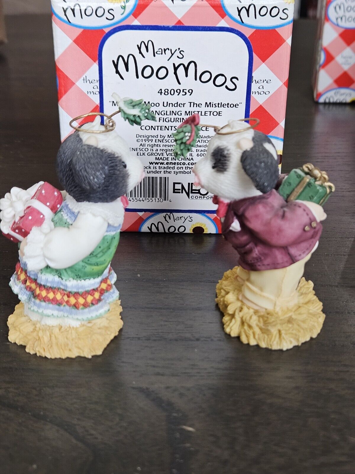 Marys Moo Moos 1999 Christmas Set of 2 Mooey Kisses & Meet Me Under Mistletoe.