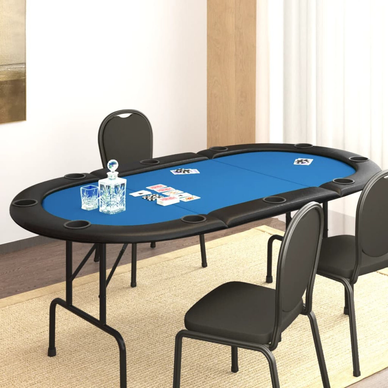 Tidyard 10-Player Folding Poker Table Blue 81.1\