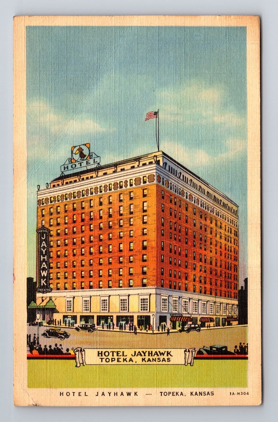 Topeka KS-Kansas, Hotel Jayhawk, Advertising, Antique Vintage Souvenir Postcard