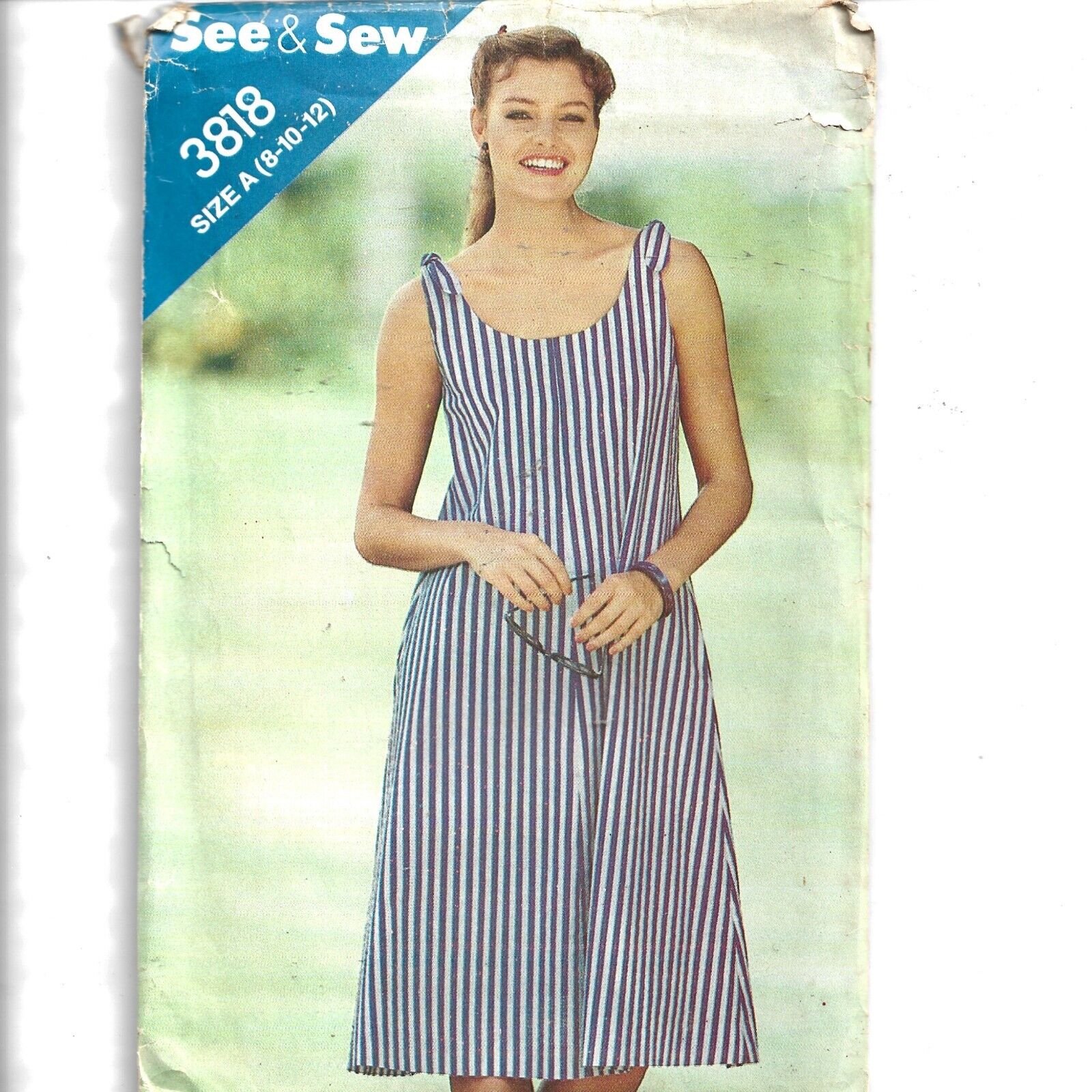 Vintage See & Sew Pattern 3818 Size A 8-12,Butterick,Sleeveless Dress,New Uncut