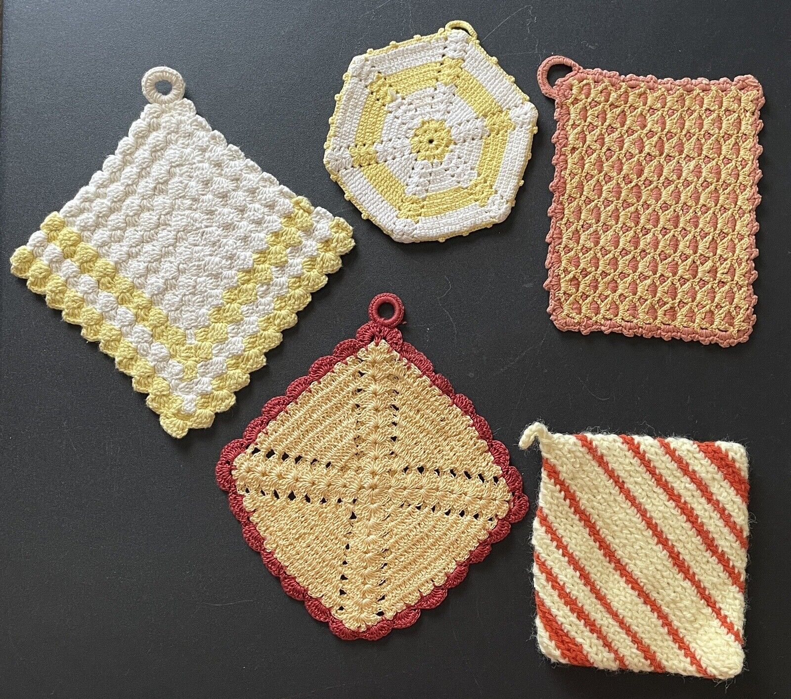 Vintage Lot of 5 Handmade Crochet Pot Holders